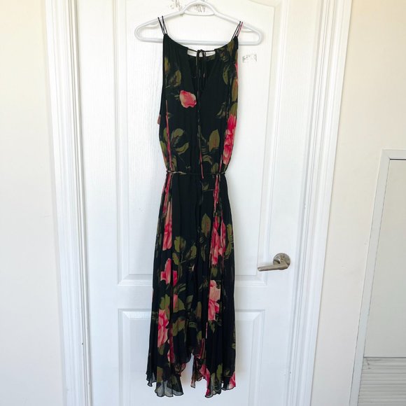 Anthropologie Emeline Pleated Midi Dress Floral Flowy Wedding Guest Dress, XL - Picture 4 of 7